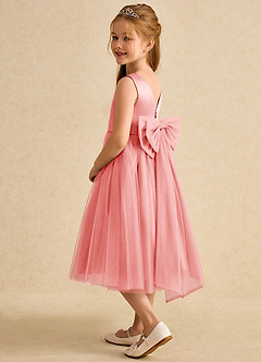Azazie Winnie Flower Girl Dresses Coral Ball-Gown Bow Tulle Dress image5