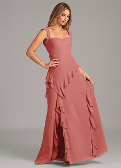 Azazie Sloane Bridesmaid Dresses Antique Rose A-Line Sweetheart Neckline Chiffon Dress image3
