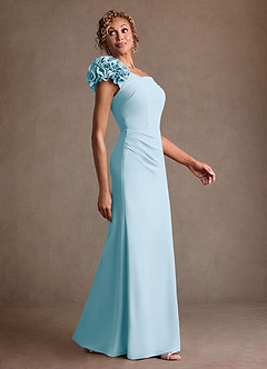 Azazie Gwynne vestidos de madre de la novia Vestido de Azul Cielo de Crepé elástico de Corte Sirena con Vestidos sin tirantes image2