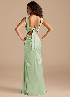 Azazie Jesaphine Bridesmaid Dresses Dusty Sage Sheath Bow Metallic Satin Dress image4