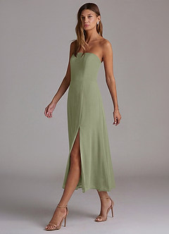 Azazie Wren Bridesmaid Dresses Pistachio A-Line Strapless Chiffon Dress image3
