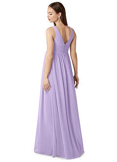 Azazie Yetta Maternity Bridesmaid Dresses A-Line V-Neck Gathered Chiffon Floor-Length Dress image5