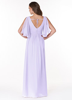 Azazie Temeka Brautjungfernkleider A-Linie Gestreift Chiffon Kleid Flieder image2