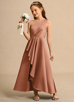 Azazie Taffy Junior Formal Flower Girl Klänningar Klä A-Line i Matt satäng Spets image3