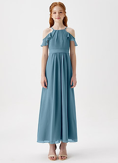Azazie Chaya Junior Bermuda A-Line Off the Shoulder Chiffon Dress image3