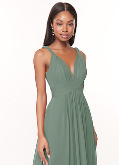 Azazie Maren Bridesmaid Dresses Silver Sage A-Line Pleated Chiffon Dress image6