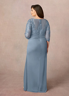 Azazie Fatemah Mother of the Bride Dresses Dusty Blue Mermaid Scoop Lace Lace Dress image9