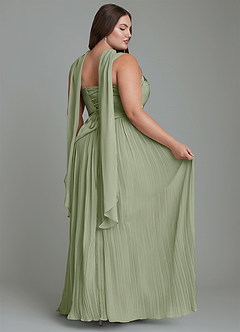 Azazie Stephanie Bridesmaid Dresses Pistachio A-Line Pleated Stretch Satin Dress image16