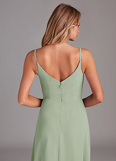 Azazie Daenerys Bridesmaid Dresses Dusty Sage A-Line Cowl Chiffon Dress image7