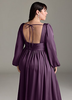 Azazie Norah Bridesmaid Dresses Plum A-Line Stretch Satin Dress image13