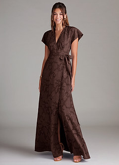 Azazie Ling Final Sale Ganache A-Line Pleated Floral Burnout Dress image3