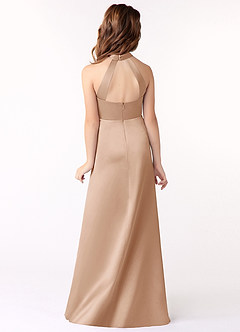 Azazie Laurel Junior English Rose A-Line Stretch Satin Dress image3