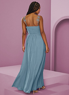 Barbie ♥ Azazie Bridesmaid Dresses Moody Blue A-Line Pleated Chiffon Dress image6