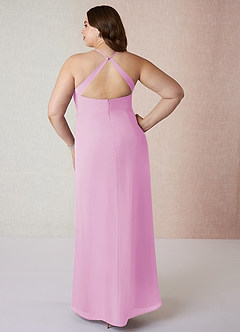 Azazie Manila Bridesmaid Dresses Candy Pink Sheath V-Neck Chiffon Dress image8