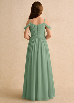Azazie Chelo Girls Formal Flower Girl Dresses Matcha A-Line Pleated Chiffon Dress image2