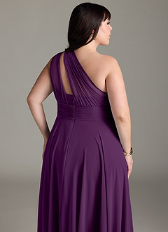 Azazie Charlize Bridesmaid Dresses Grape A-Line One Shoulder Chiffon Dress image13