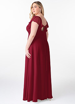 Azazie Syenna Robes de demoiselle d'honneur Robe Trapèze en Mousseline de soie Rayé Bourgogne image9