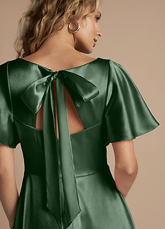 Azazie Kimber Brautjungfernkleider A-Linie Gestreift Metallischer Satin Kleid Eukalyptus image2