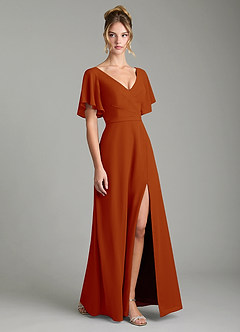 Azazie Ambrosia Bridesmaid Dresses Paprika A-Line Pleated Chiffon Dress image5
