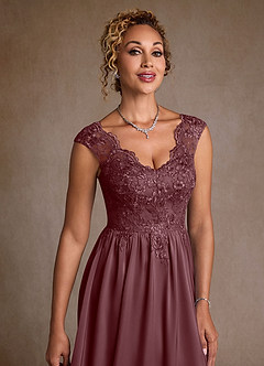 Azazie Amethyst Mère de la mariée Robes Robe Trapèze en Dentelle Sangria image6