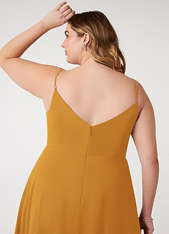 Azazie Daenerys Bridesmaid Dresses Butterscotch A-Line Cowl Chiffon Dress image12