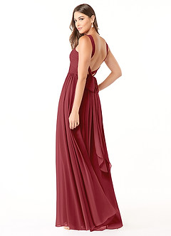 Azazie Dionne Bridesmaid Dresses Pomegranate A-Line Corset Chiffon Dress image5