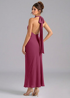 Azazie Velli Bridesmaid Dresses Mulberry Mermaid High Neck Chiffon Dress image6