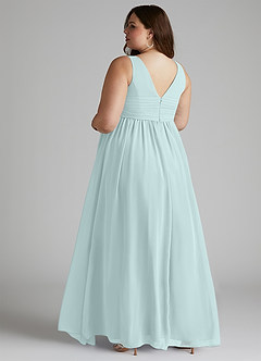 Azazie Yetta Brautjungfernkleider für Schwangere A-Linie V-Hals Versammelt Chiffon Bodenlänge Kleid image11