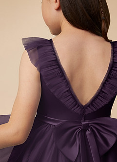 Azazie Dolly Flower Girl Dresses Plum A-Line Bow Tulle Dress image5