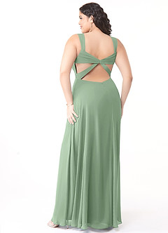 Azazie Nahrin Bridesmaid Dresses Matcha A-Line V-Neck Pleated Chiffon Dress image10
