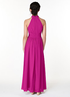 Azazie Iman Junior A-Linie Plissee Chiffon Kleid Fuchsia image2
