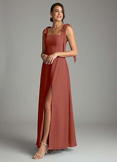 Azazie Debra Bridesmaid Dresses Auburn A-Line with Pockets Chiffon Convertible Dress image8