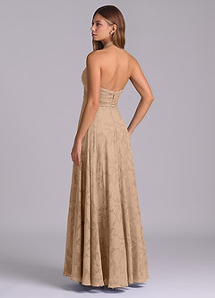 Azazie Tessie Brudtärnklänningar Klä av A-Linje i Blommig Utbrändhet Plisserad Champagne image6