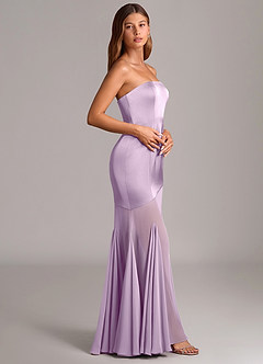 Azazie Uma Final Sale Frosted Lilac Mermaid Strapless Chiffon Convertible Dress image4