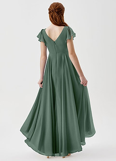 Azazie Caria Junior Eucalyptus A-Line Pleated Chiffon Dress image2