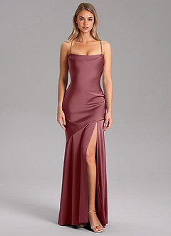 Azazie Grata Brautjungfernkleider Etui Seitliche Cut-Outs Stretch-Satin Kleid Wüstenrose image3