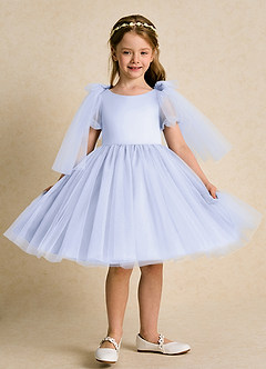 Azazie Duchess Flower Girl Dresses Lavender A-Line with Sleeves Tulle Dress image7