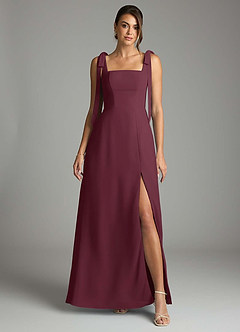 Azazie Debra Bridesmaid Dresses Cabernet A-Line with Pockets Chiffon Convertible Dress image7
