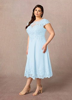 Azazie Terrano vestidos de madre de la novia Vestido de Azul Cielo de Encaje de Corte En A con Cucharón image7