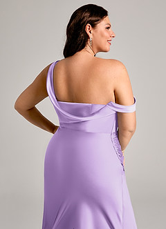Azazie Madelyn Bridesmaid Dresses Lilac Mermaid One Shoulder Stretch Satin Convertible Dress image14