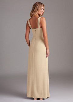 Azazie Denice Bridesmaid Dresses Champagne Sheath Pleated Chiffon Dress image6