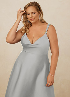 Christian Siriano Bridal for Azazie 1001 Robes de demoiselle d'honneur Robe Trapèze en Satin extensible Encolure en Forme de Cœur Argent image16