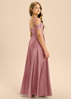 Azazie Rowena Junior Dusty Rose A-Line Bow Stretch Satin Dress image2