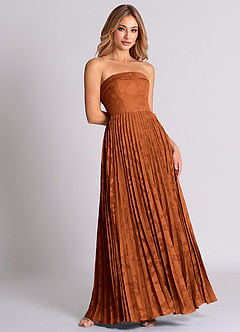 Azazie Mariana Bridesmaid Dresses Burnt Orange A-Line Strapless Floral Burnout Convertible Dress image4