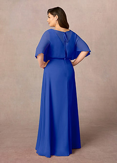 Azazie Oksana Mother of the Bride Dresses Royal Blue A-Line V-Neck Pleated Chiffon Dress image9