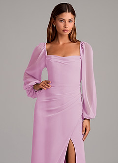 Azazie Brixley Abiti da Damigella Abito Sirena in Chiffon Manica Lunga Rosa Confetto image7