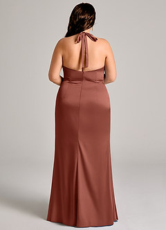 Azazie Valerie Robes de demoiselle d'honneur Robe Sirène en Satin extensible Plissée Auburn image12
