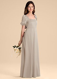 Azazie Briar Junior Frost A-Line Bow Stretch Satin Dress image6