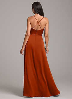Azazie Naeem Bridesmaid Dresses Burnt Orange A-Line Stretch Satin Dress image6