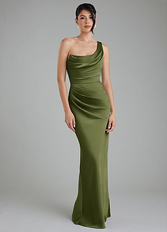 Azazie Sabrina Bridesmaid Dresses Olive Mermaid Corset Stretch Satin Dress image6